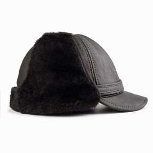 Real Shearling Sheepskin Leather Trapper Hat Aviator Ushanka